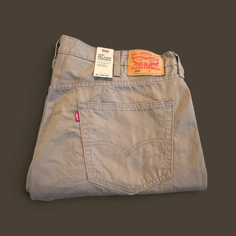 Levis 559 Relaxed Straight Khaki Pants Mens 46x30 Big and Tall NWT Beige Twill
